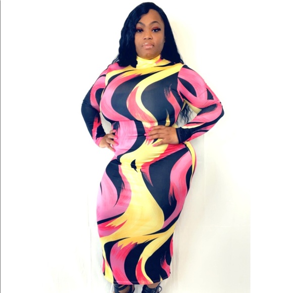 Painted Long Sleeve Dress - Picture 2 of 7